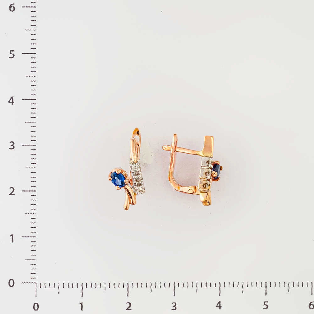 Серьги с сапфиром из красного золота 585 пробы