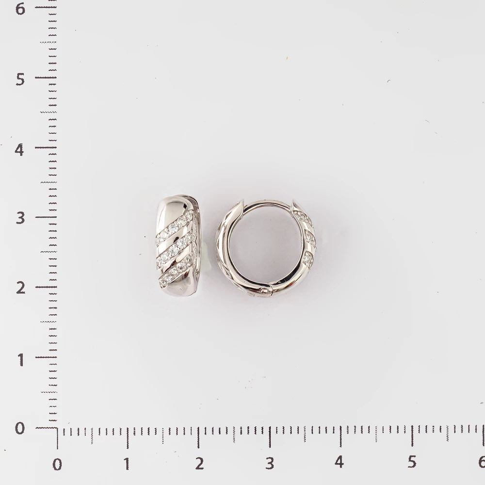 Серьги с фианитом из белого золота 585 пробы