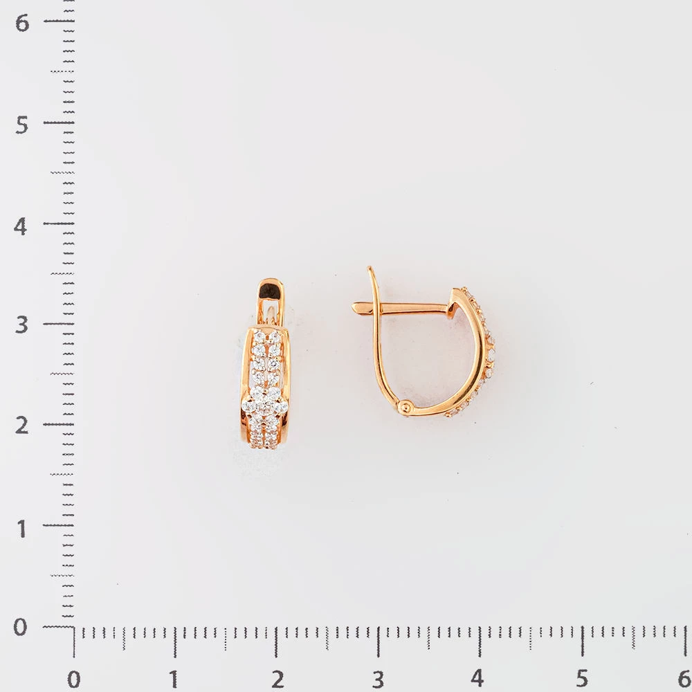 Серьги с фианитом из красного золота 585 пробы