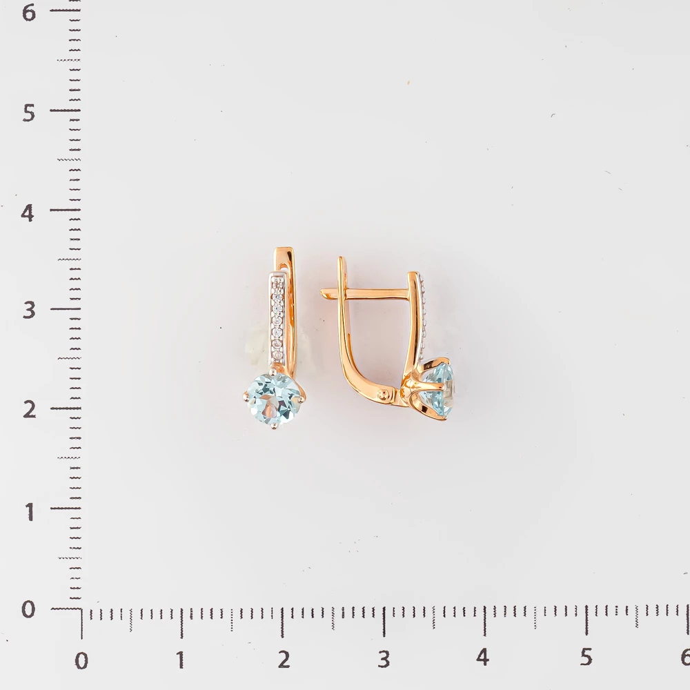 Серьги с топазом из красного золота 585 пробы
