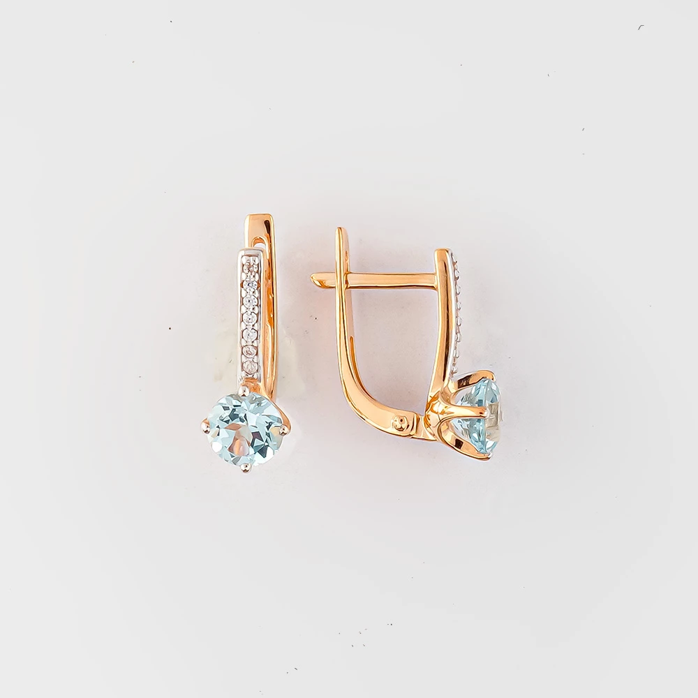 Серьги с топазом из красного золота 585 пробы