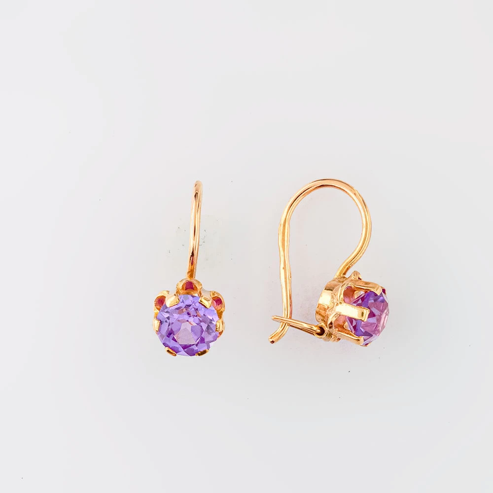 Серьги с александритом синтетическим из красного золота 583 пробы