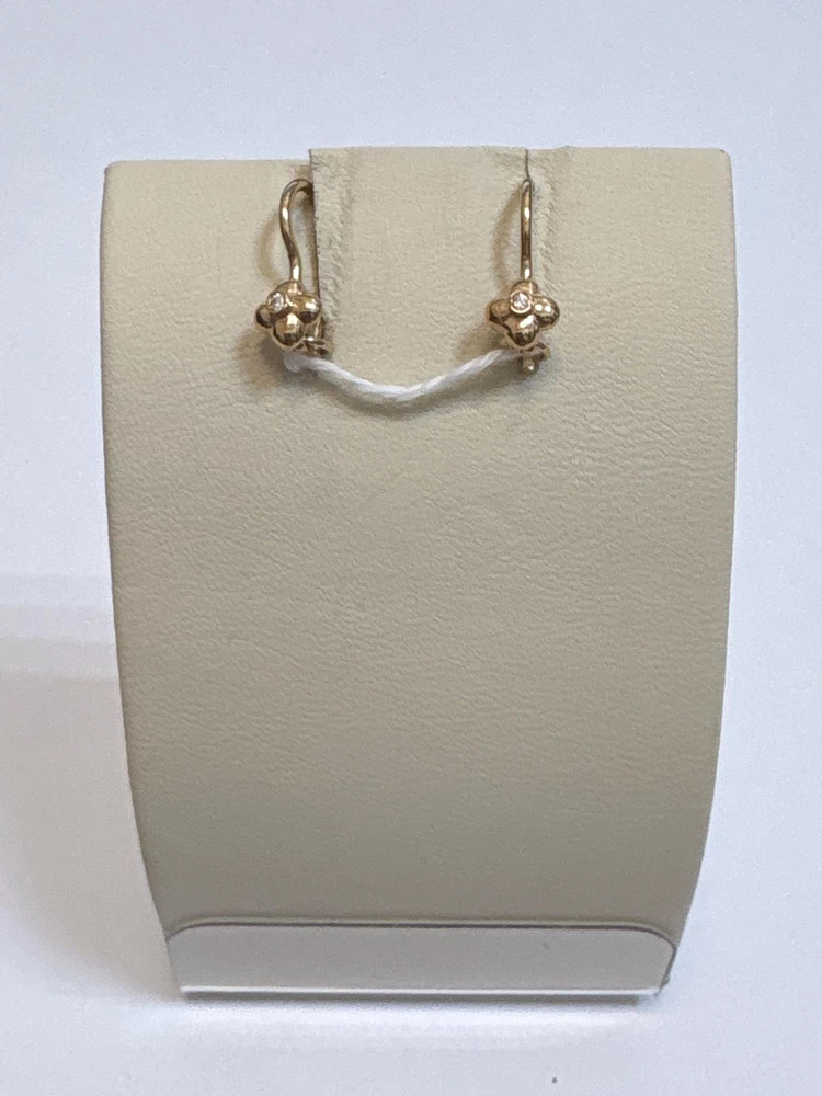 Серьги с фианитом из красного золота 585 пробы