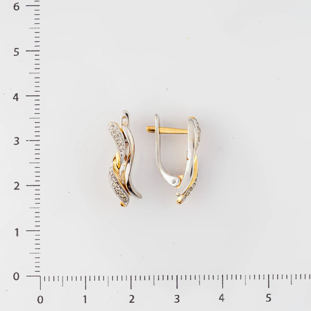 Серьги с бриллиантом из желтого золота 585 пробы