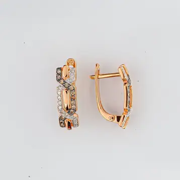 Серьги с бриллиантом из красного золота 585 пробы