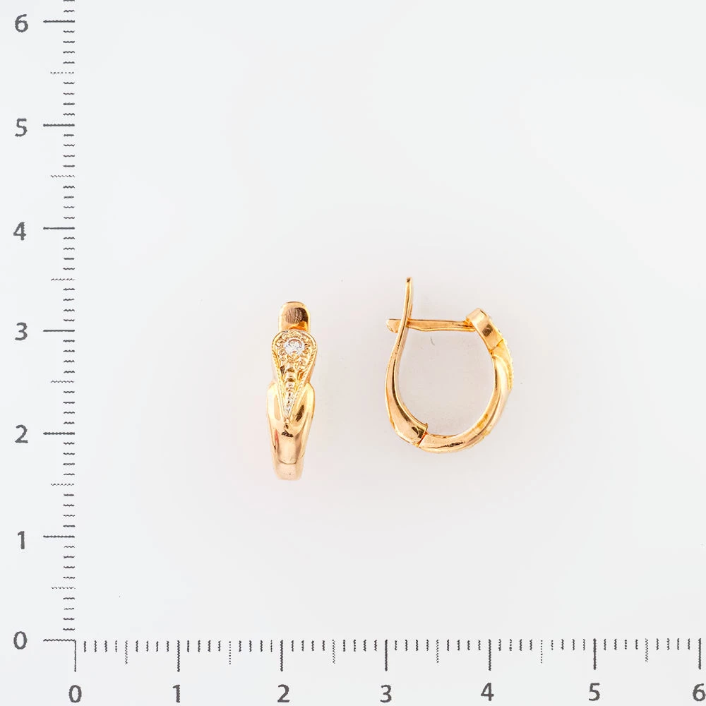 Серьги с фианитом из красного золота 585 пробы