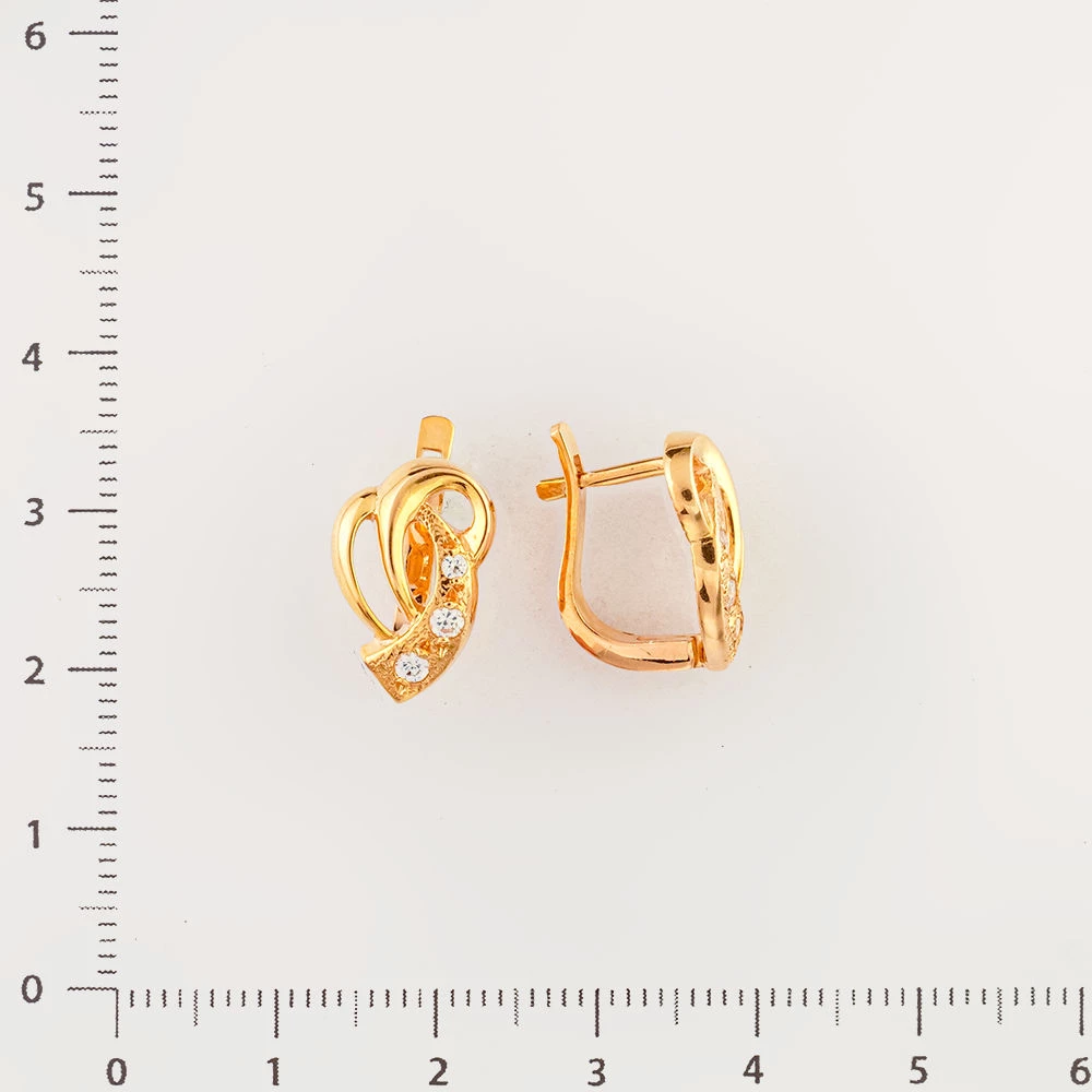 Серьги с фианитом из красного золота 585 пробы