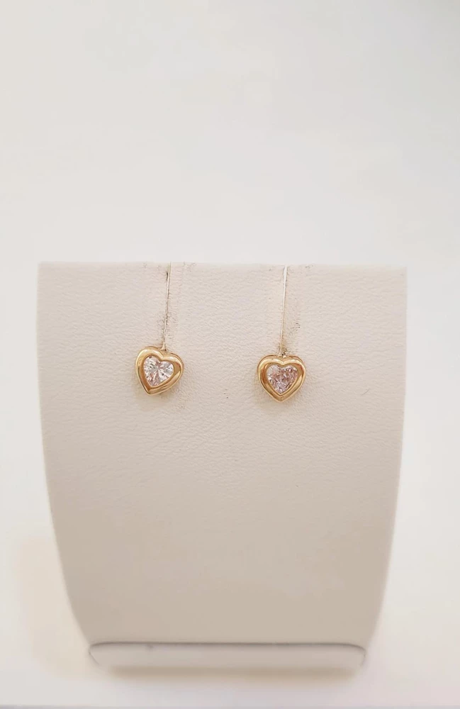 Серьги с фианитом из красного золота 585 пробы