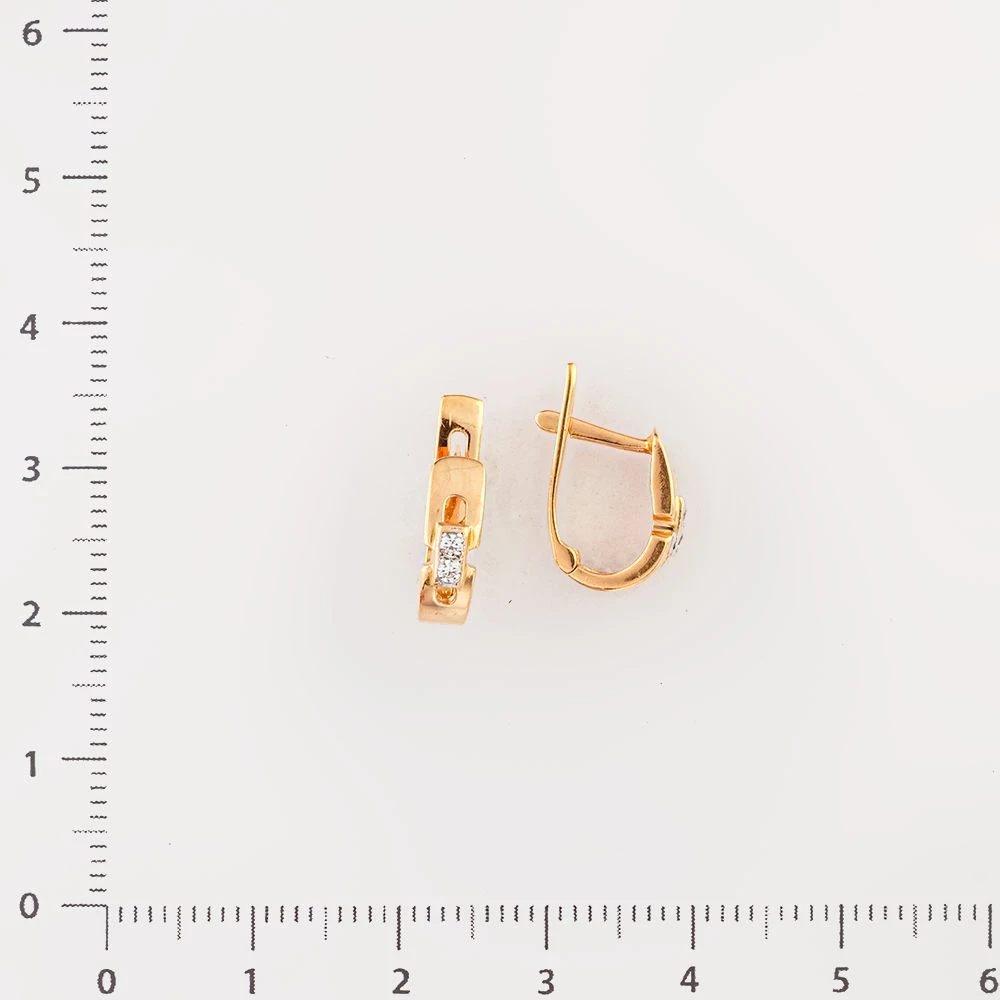 Серьги с фианитом из красного золота 585 пробы