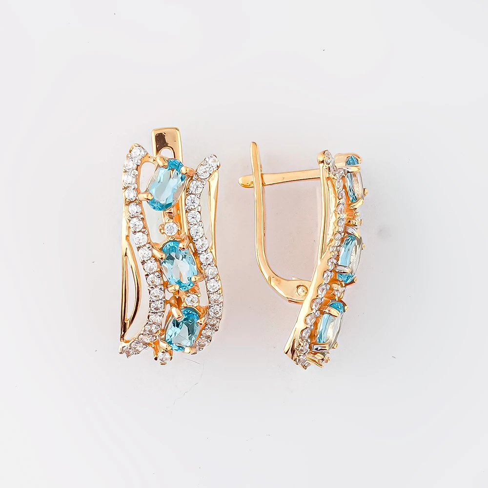 Серьги с топазом из красного золота 585 пробы