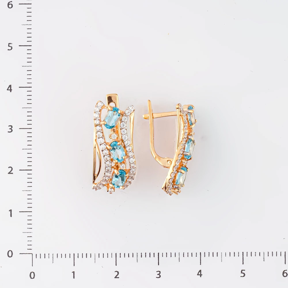 Серьги с топазом из красного золота 585 пробы