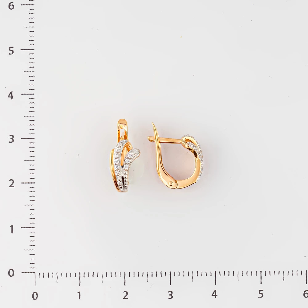 Серьги с фианитом из красного золота 585 пробы