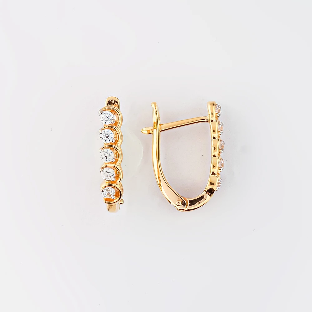 Серьги с фианитом из белого золота 585 пробы