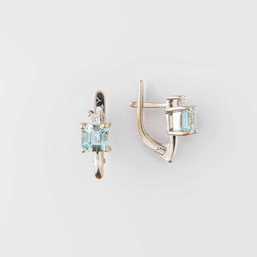 Серьги с топазом из белого золота 585 пробы