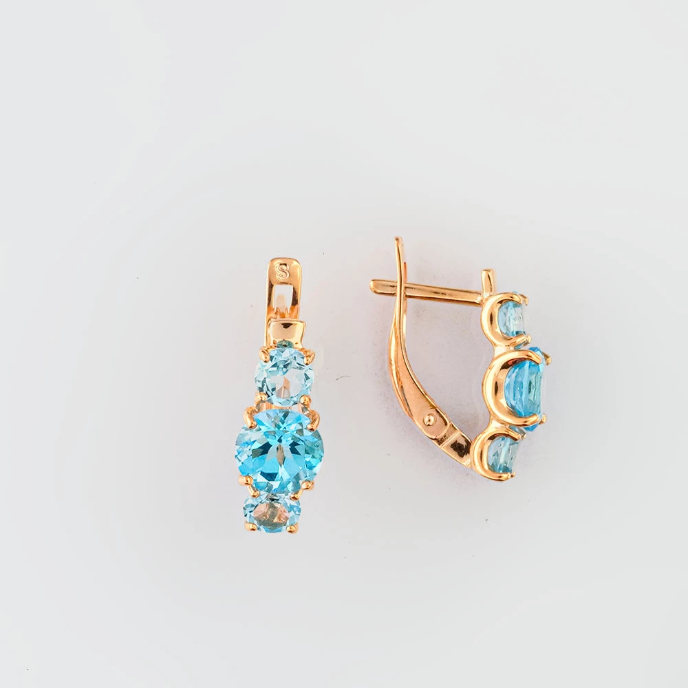 Серьги с топазом из красного золота 585 пробы