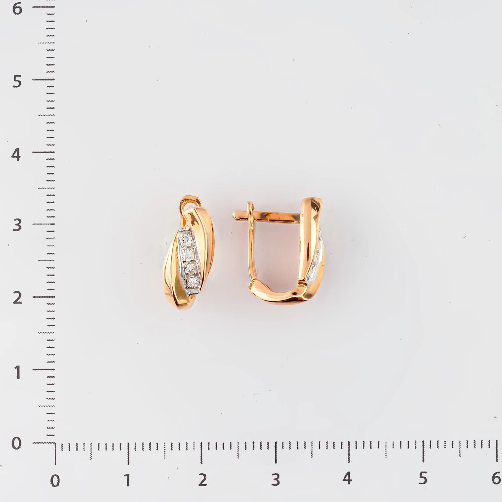 Серьги с фианитом из красного золота 585 пробы