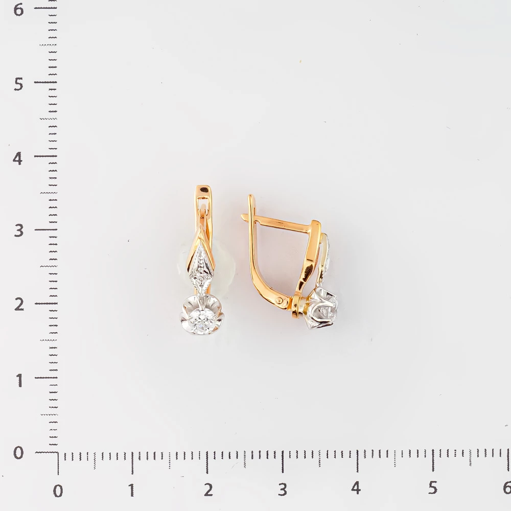 Серьги с фианитом из красного золота 585 пробы