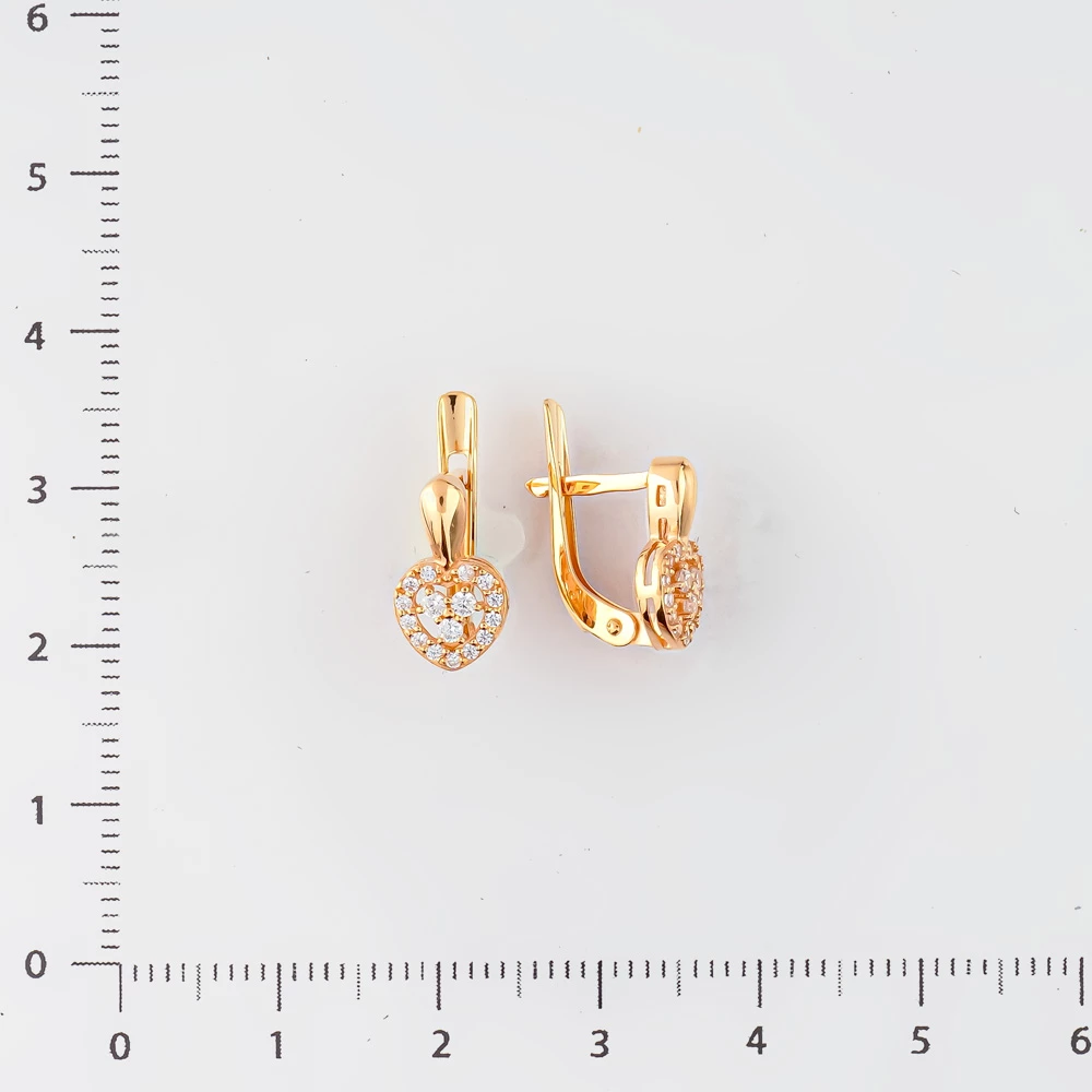 Серьги с фианитом из красного золота 585 пробы