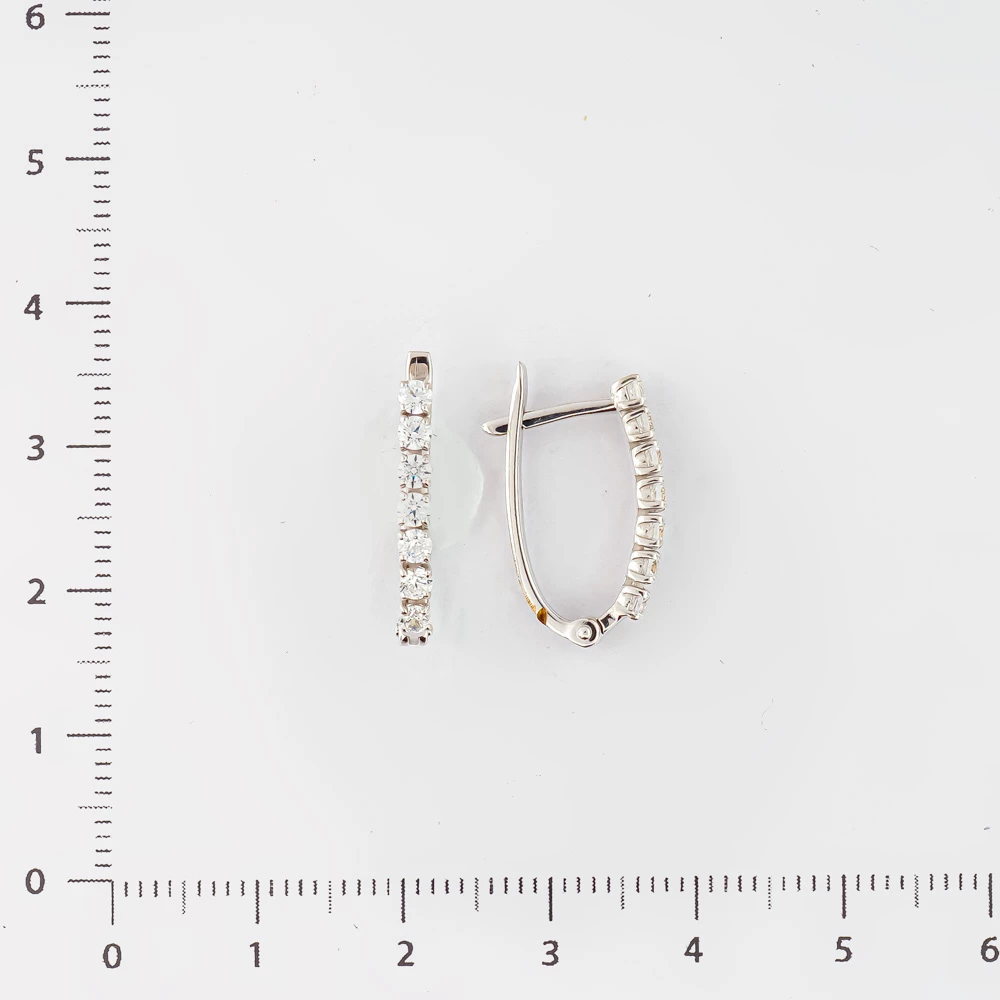 Серьги с фианитом из белого золота 585 пробы