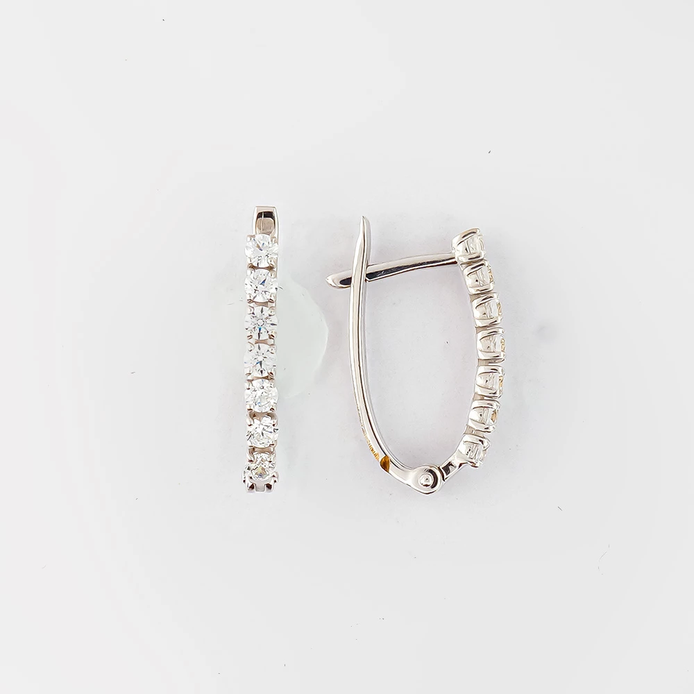 Серьги с фианитом из белого золота 585 пробы