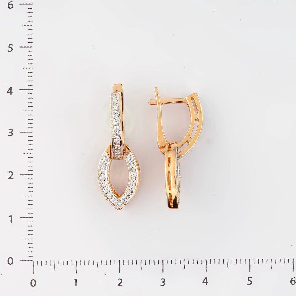 Серьги с фианитом из красного золота 585 пробы