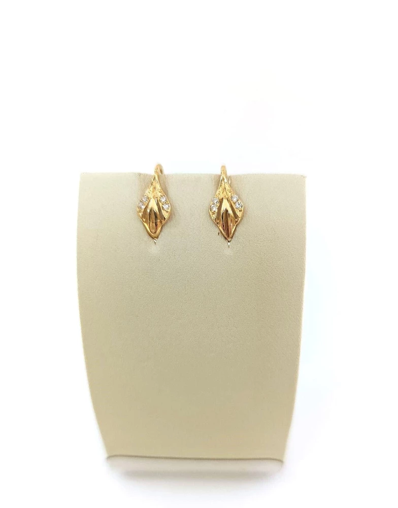 Серьги с фианитом из красного золота 585 пробы