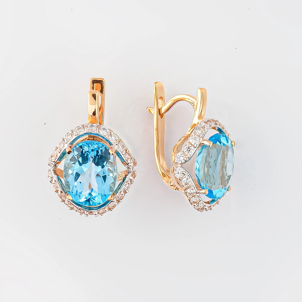 Серьги с топазом из красного золота 585 пробы