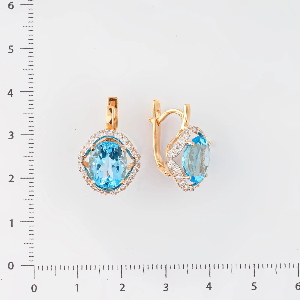 Серьги с топазом из красного золота 585 пробы