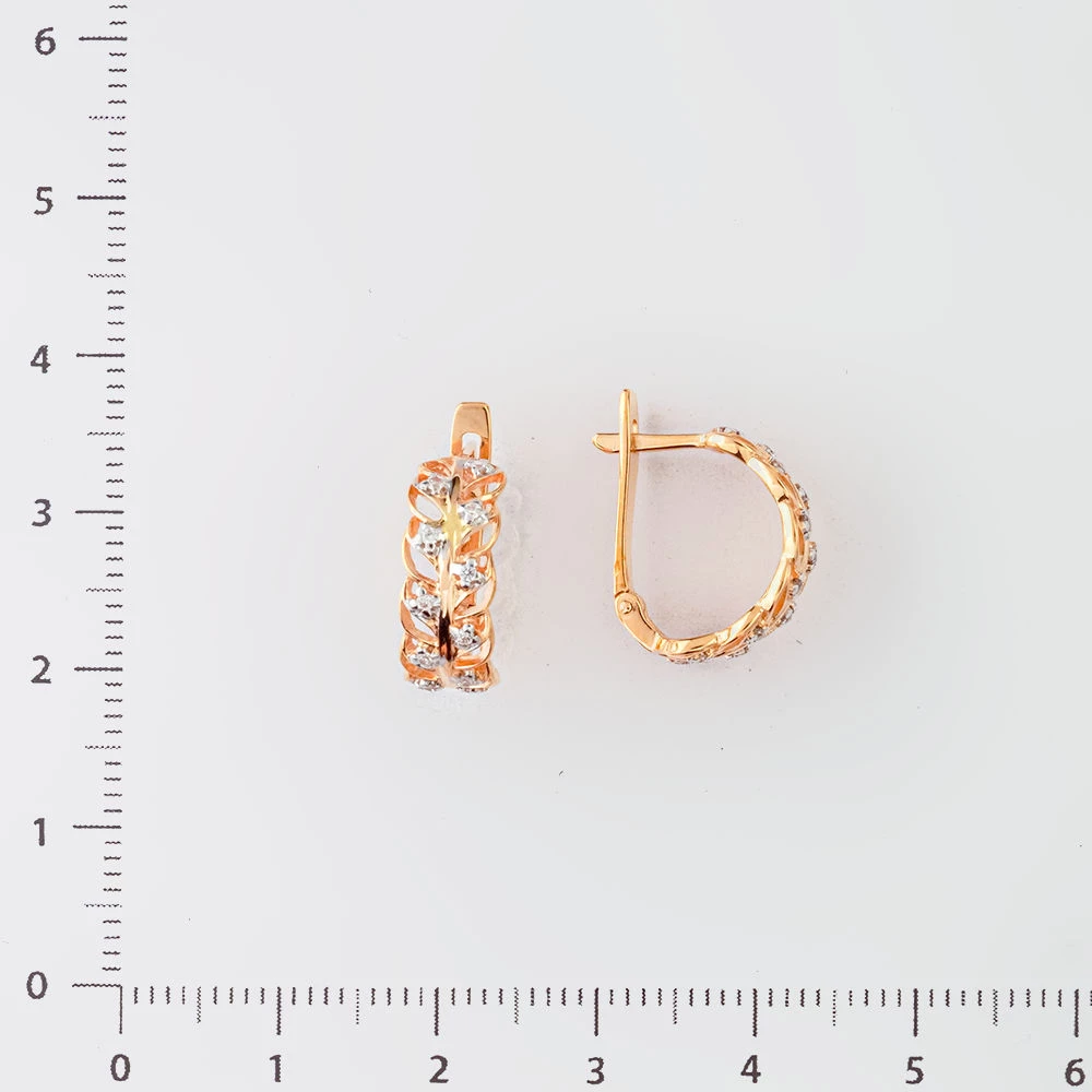 Серьги с фианитом из красного золота 585 пробы