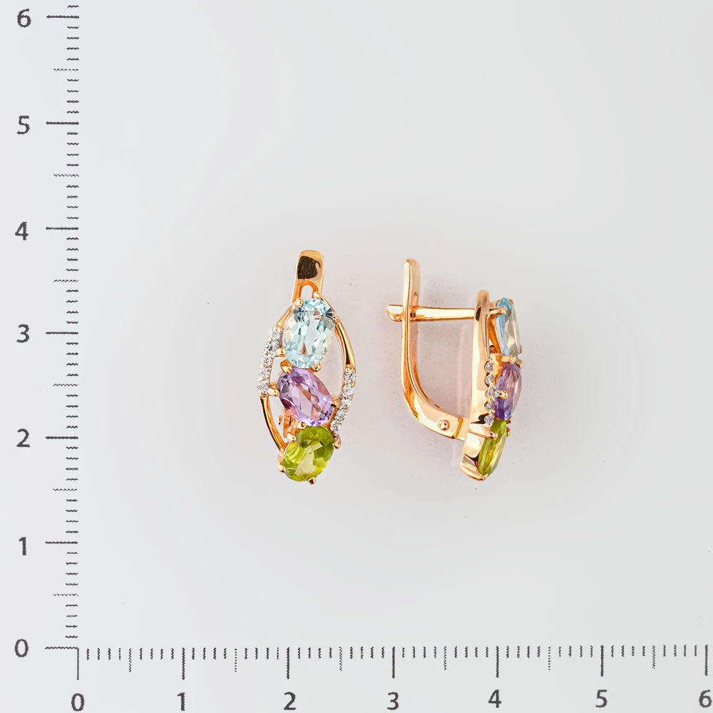 Серьги с топазом из красного золота 585 пробы