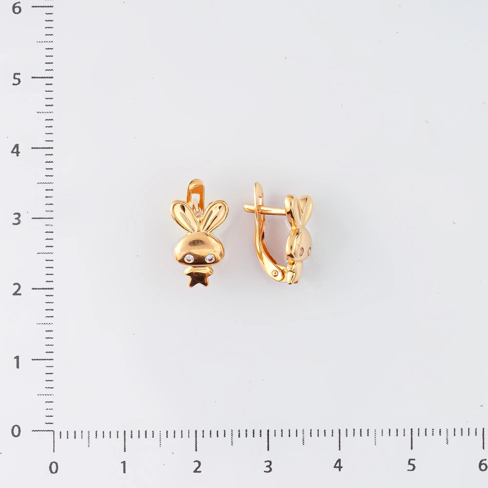 Серьги с фианитом из красного золота 585 пробы