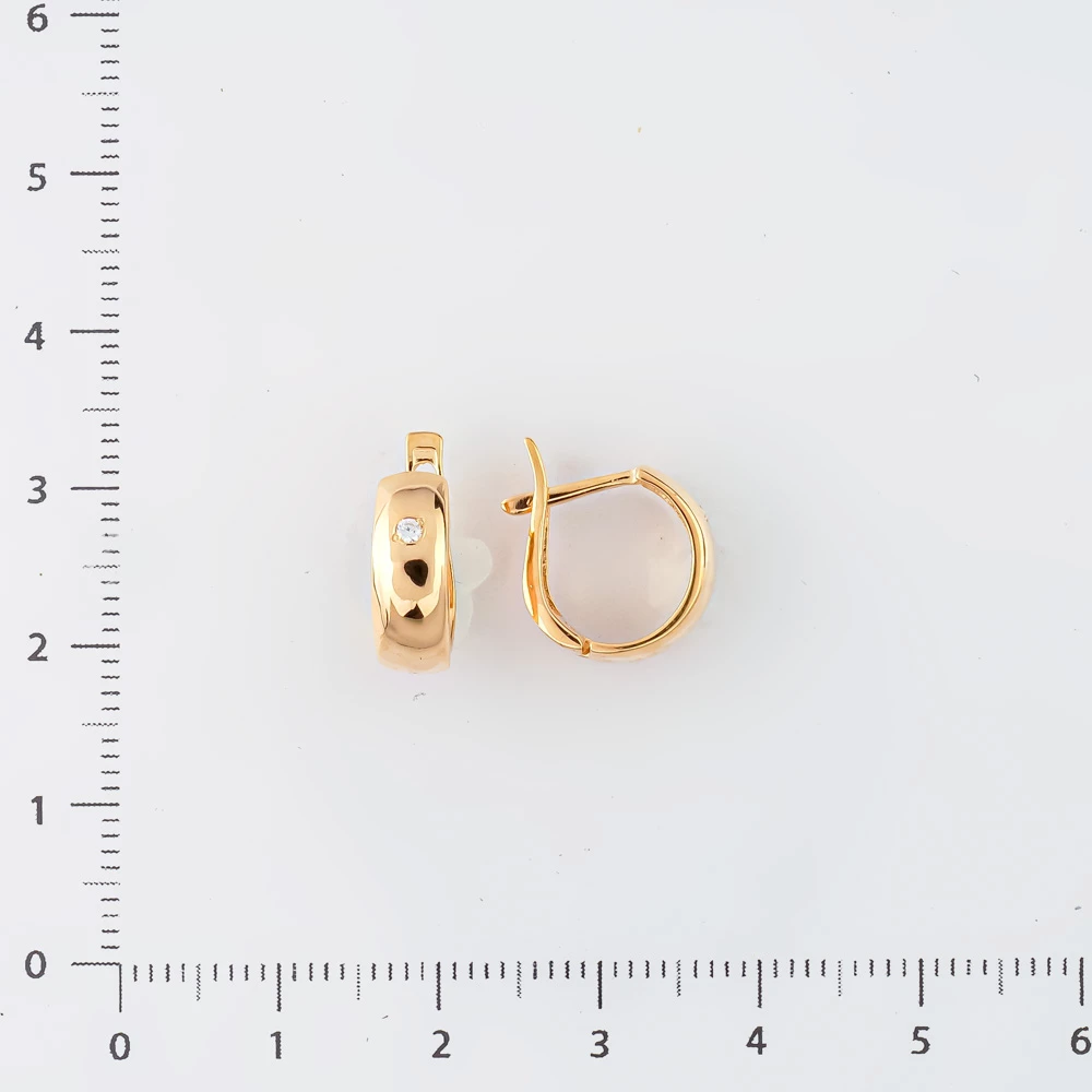 Серьги с фианитом из красного золота 585 пробы