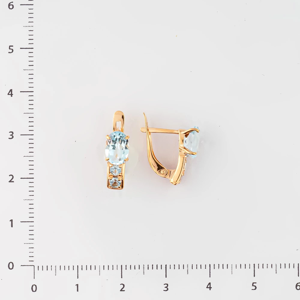 Серьги с топазом из красного золота 585 пробы