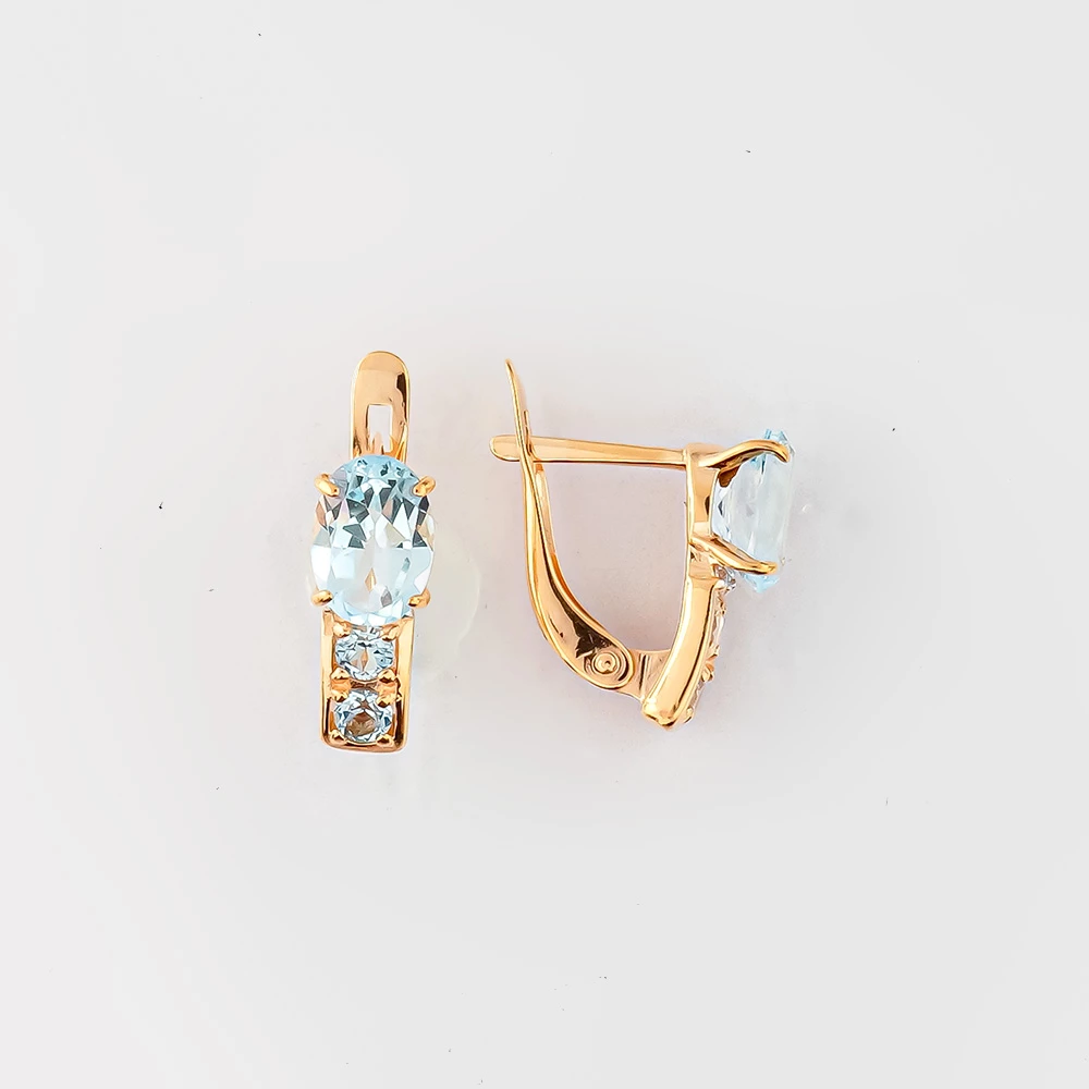 Серьги с топазом из красного золота 585 пробы