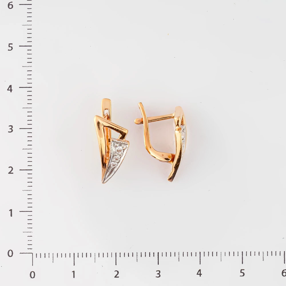 Серьги с фианитом из красного золота 585 пробы