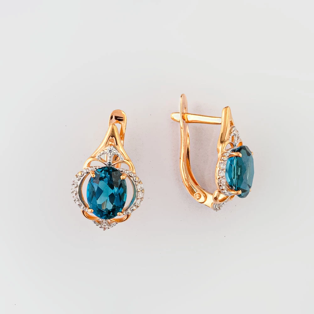 Серьги с топазом лондон из красного золота 585 пробы