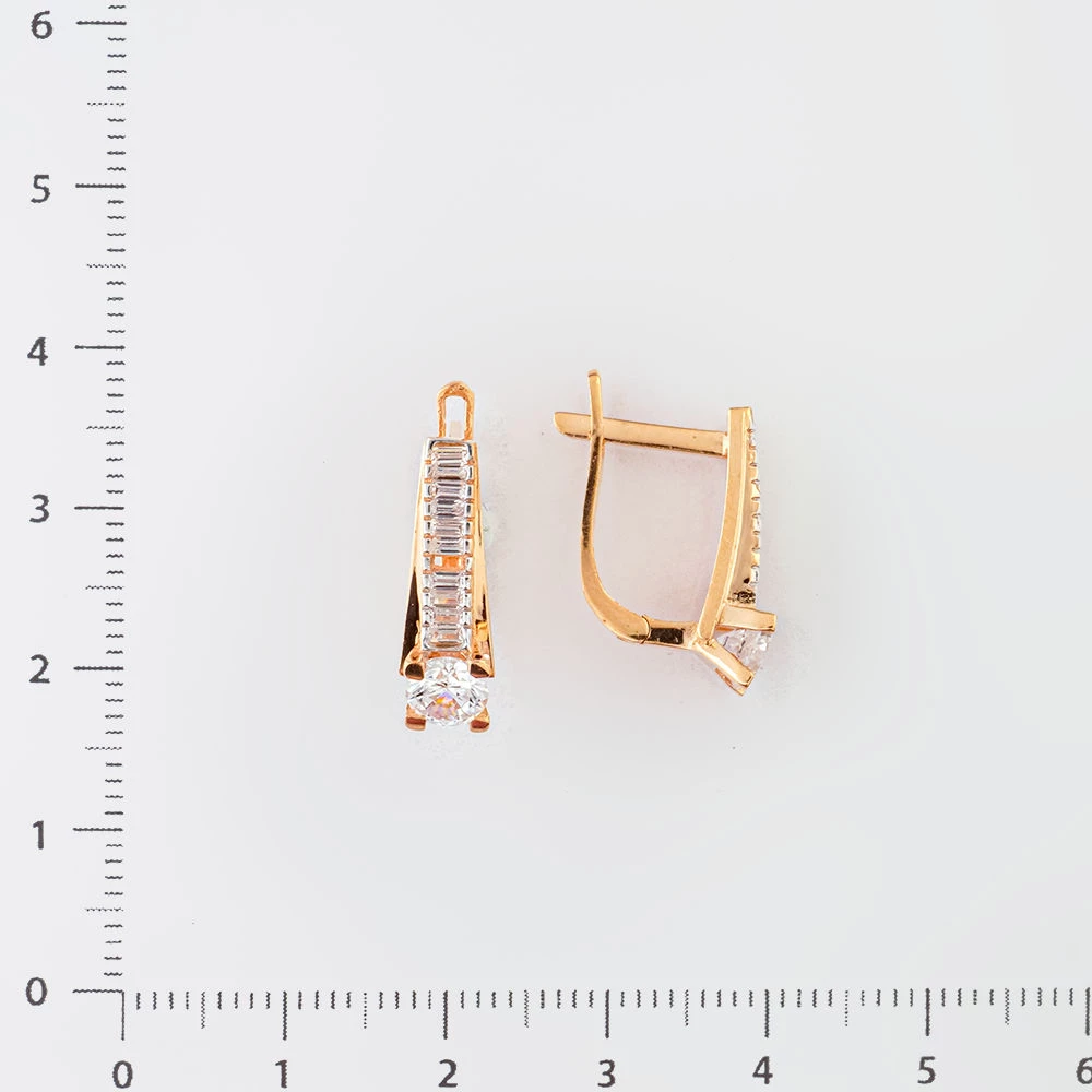 Серьги с фианитом из красного золота 585 пробы