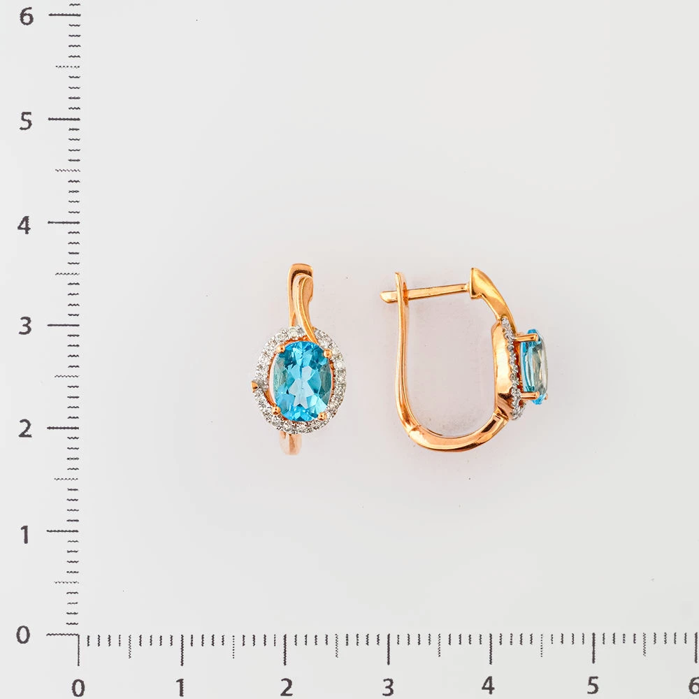 Серьги с топазом из красного золота 585 пробы