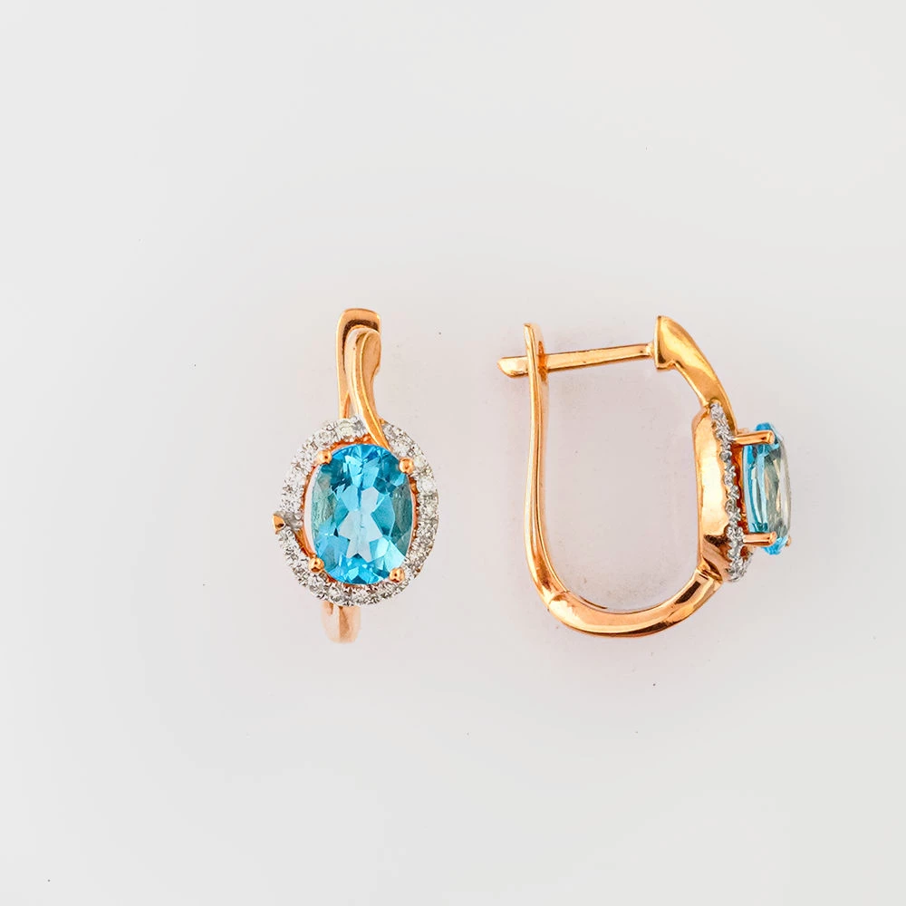 Серьги с топазом из красного золота 585 пробы