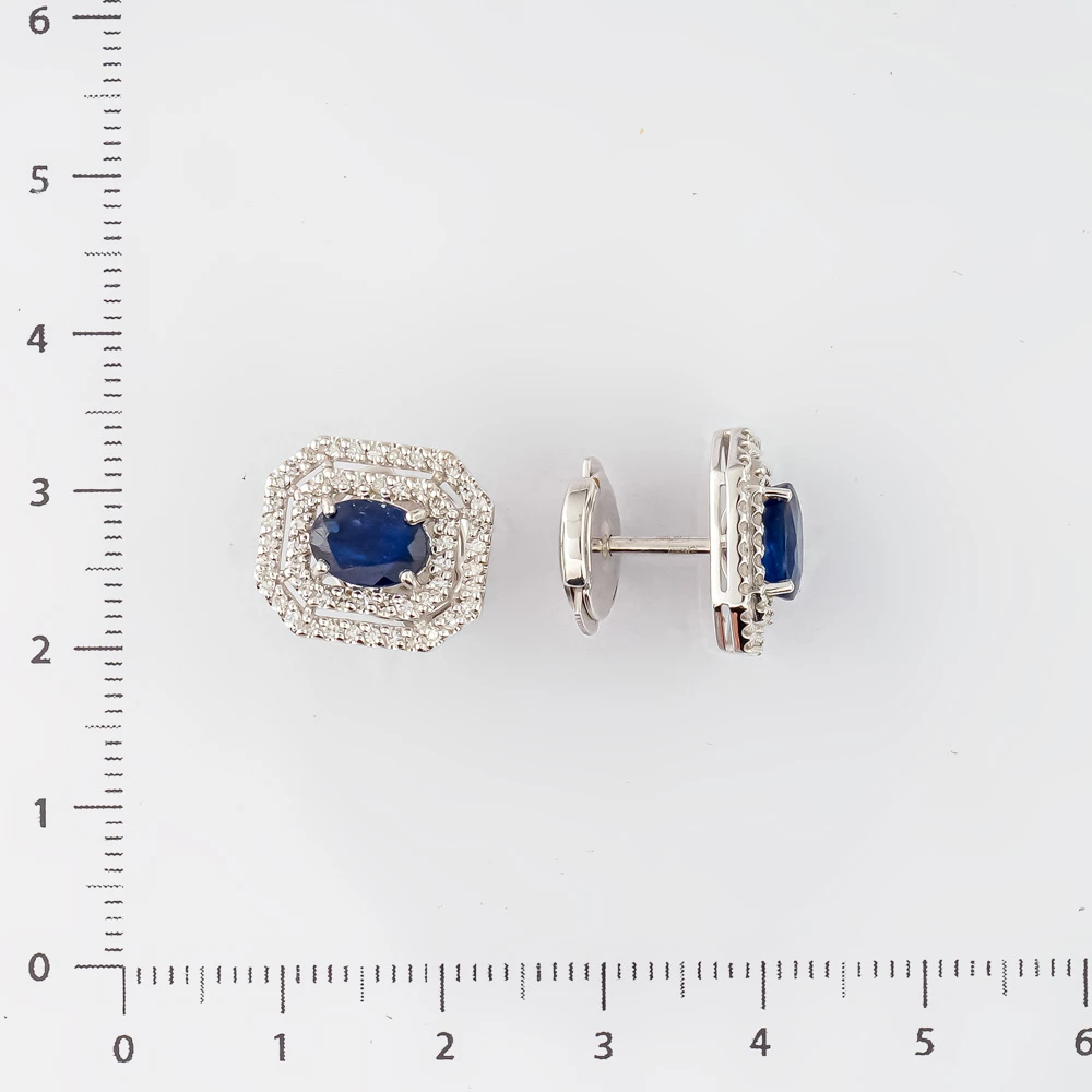 Серьги с сапфиром из белого золота 585 пробы