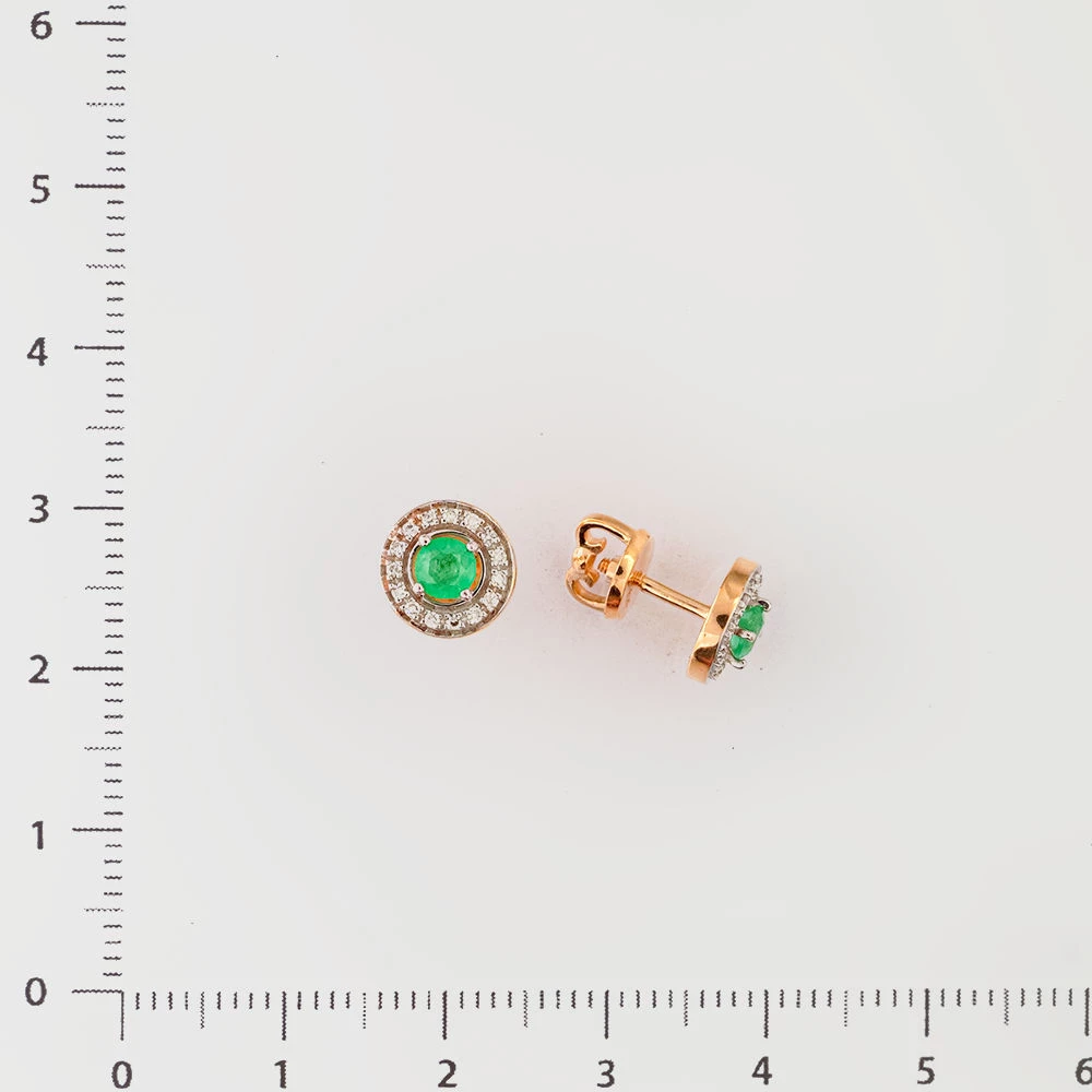 Серьги с изумрудом из красного золота 585 пробы Серьги с изумрудом из красного золота 585 пробы