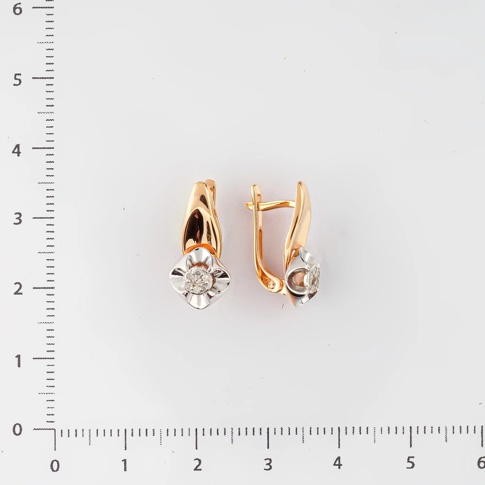 Серьги с бриллиантом из красного золота 585 пробы