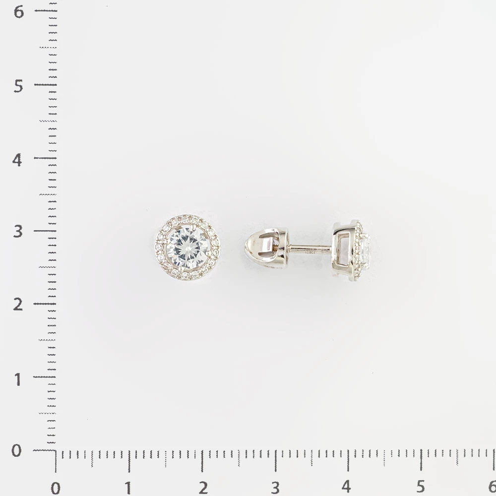 Серьги с фианитом из белого золота 585 пробы