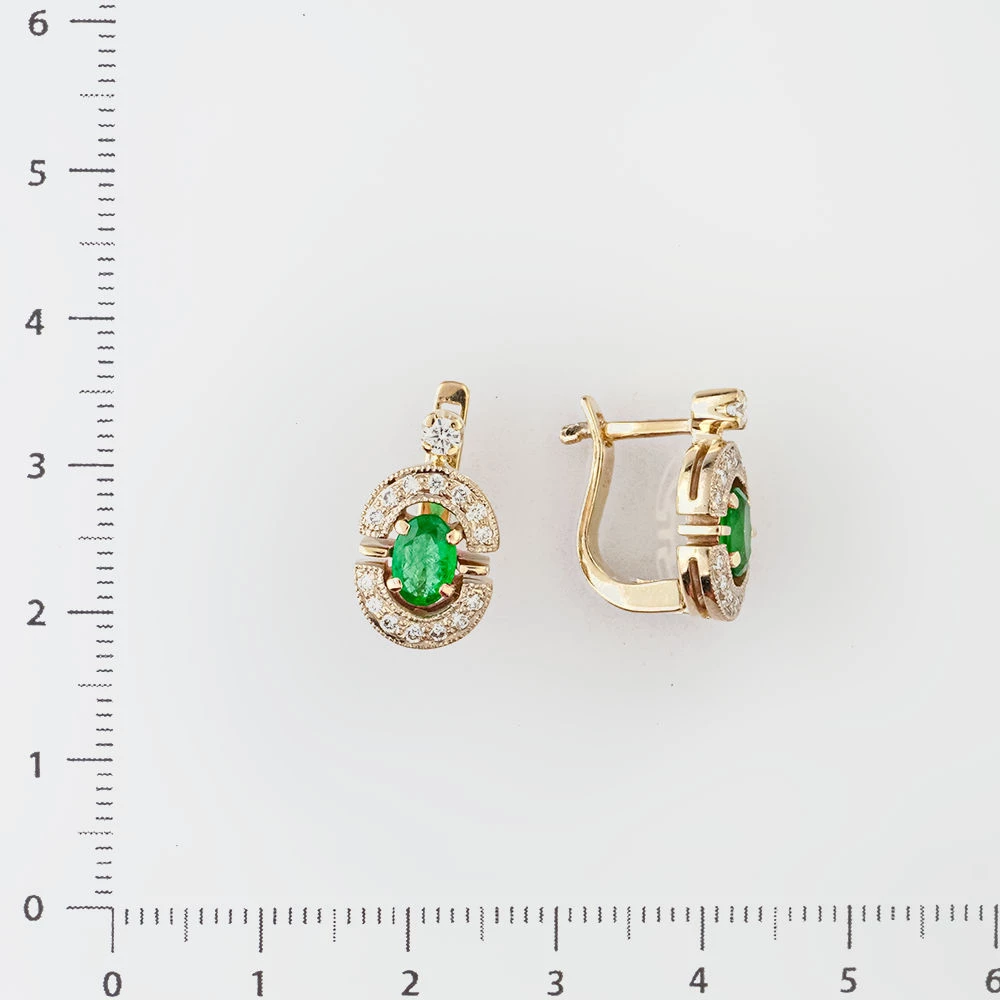 Серьги с изумрудом из белого золота 585 пробы