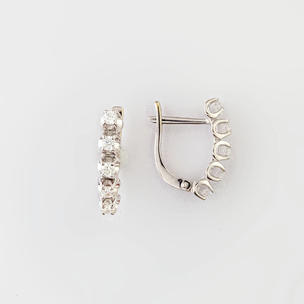 Серьги с бриллиантом из белого золота 585 пробы