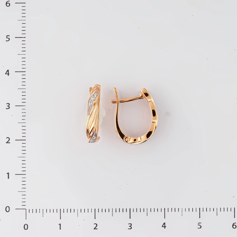 Серьги с фианитом из красного золота 585 пробы