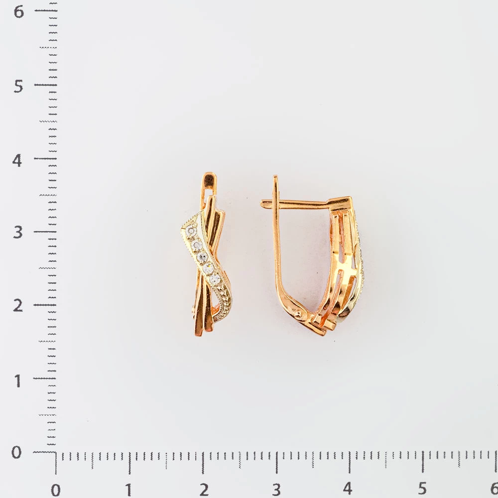 Серьги с бриллиантом из красного золота 585 пробы