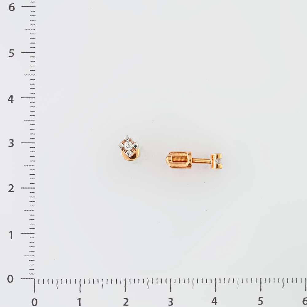 Серьги с бриллиантом из красного золота 585 пробы