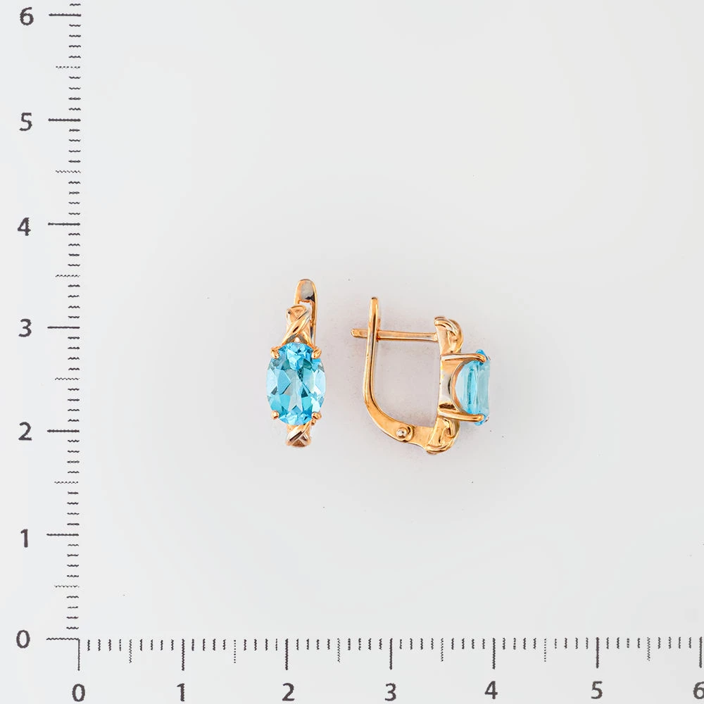 Серьги с топазом из красного золота 375 пробы