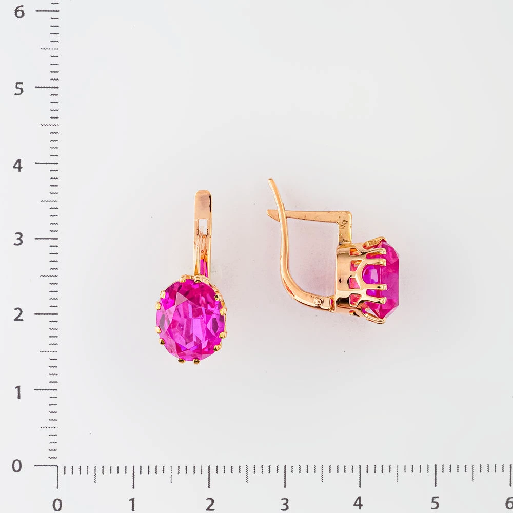 Серьги с фианитом из красного золота 583 пробы